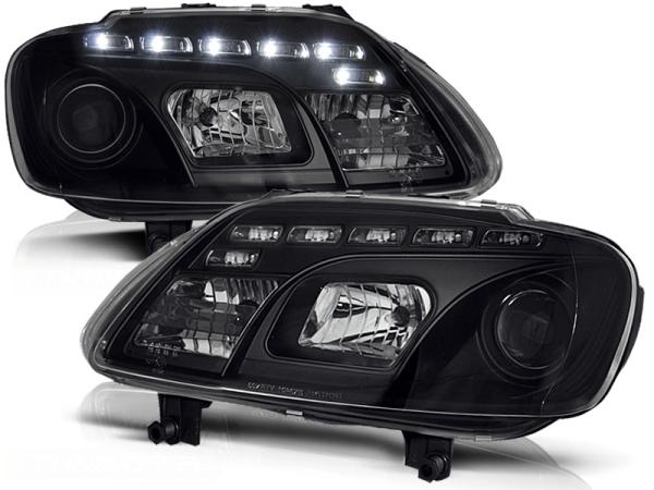 Scheinwerfer LED Tagfahrlicht Optik für VW Touran 1T / Caddy 3 (2K) Schwarz
